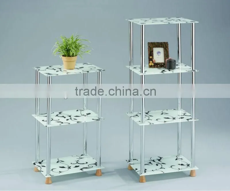 Living Room Metal Glass Shelf Stand