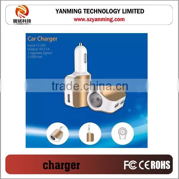 Colorful Micro Auto Universal Dual 2 Port USB Car Charger For iPhone iPad iPod 3.1A Mini Car Charger Adapter / Cigar Socket