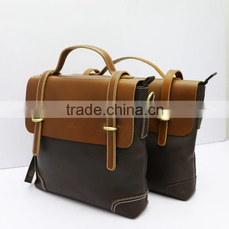 High quality European style portable briefcase coffee real leather men's shoulder bag