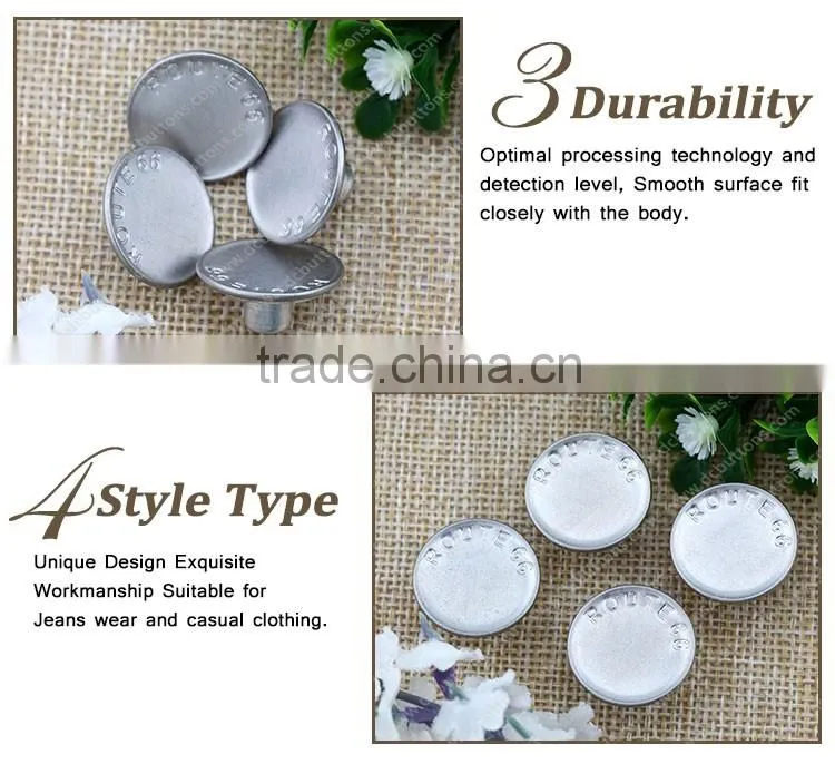 Factory selling custom logo silver button cover metal jeans button
