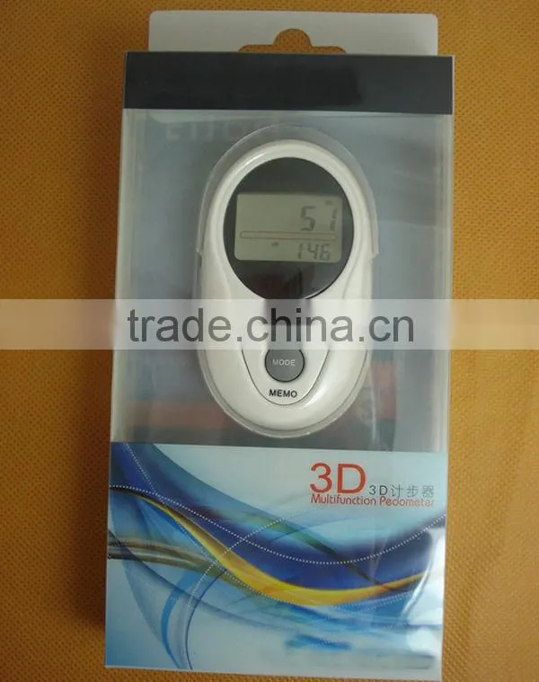 Multifunction 3D accelerometer pedometer with waterproof function for step,distance,calorie