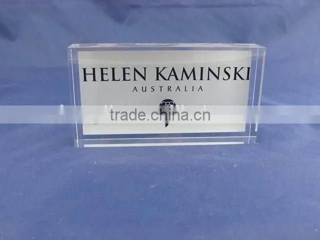 Hot sale clear glass acrylic ice block paperweight with logo