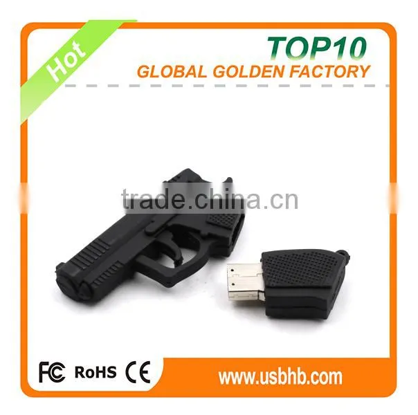 Factory price unique PVC pistol handgun 32gb 2.0-3.0 usb pendrive