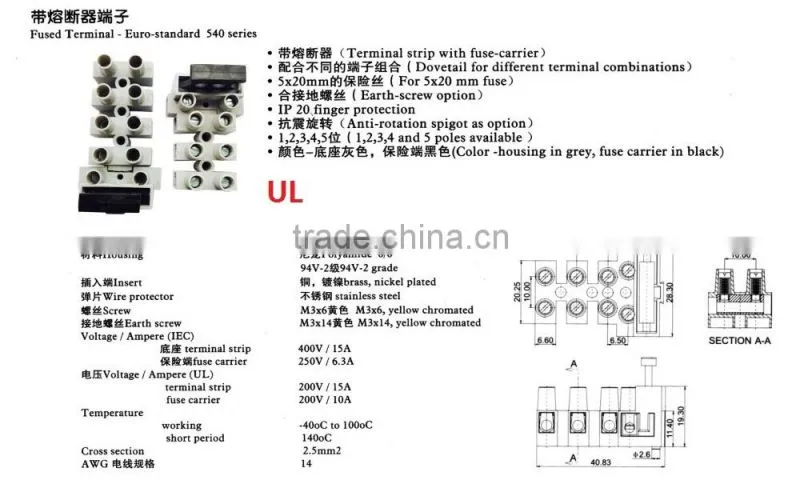 540 Yuyao Sineyi PA66 LED Wire protector Anti-rotation spigot Earth-screw fuse holder car fuses terminal blocks