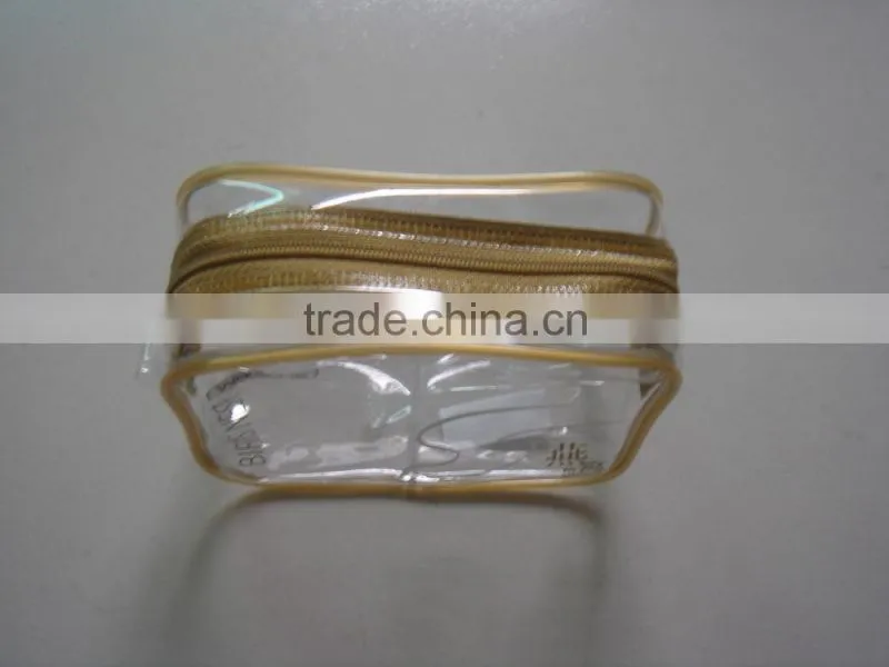 2015 top quality clear pvc transparent vinyl cosmetic bag/pouch with zipper