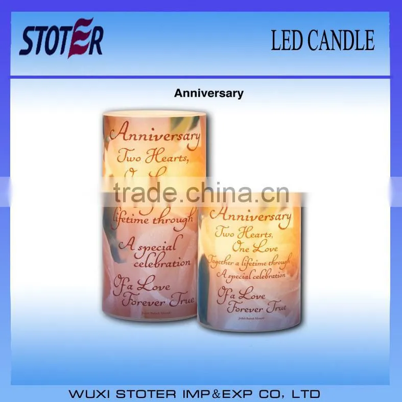 cheap led candle with Beach design printed/customized design/battery operated candle