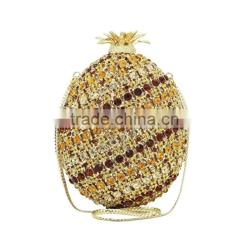 pineapple hard shell crystal evening bags manufacturers china (88191A-G)