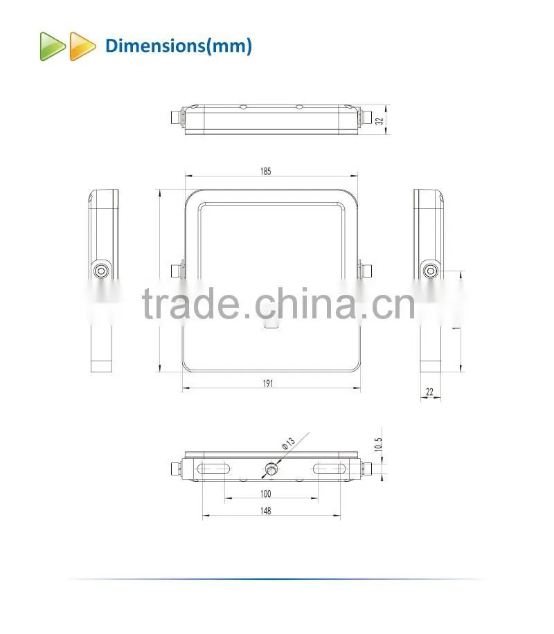 2016 Apple white tempered glass IP65 outdoor 20W LED flood light for airport