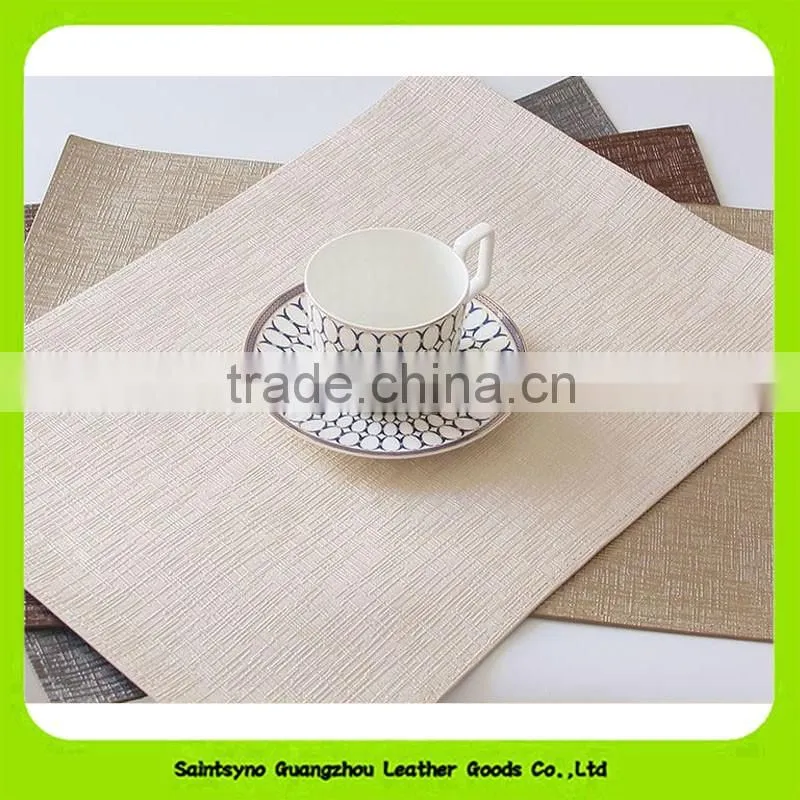 High Quality Faux Leather 4 Rectangle Coaster Set With Embossing Pattern 16022
