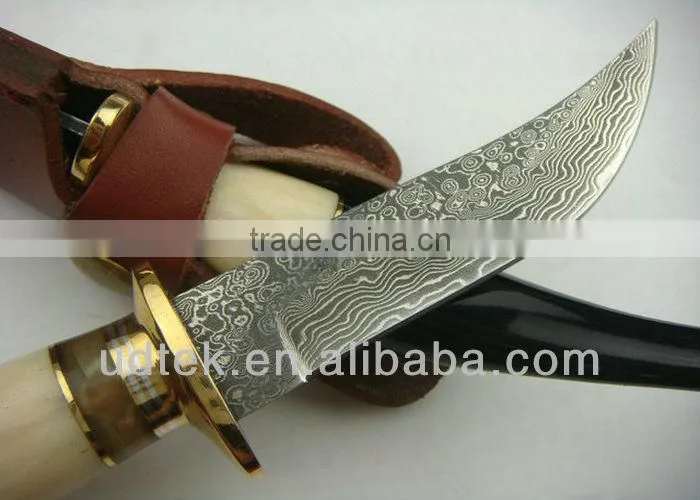 OEM Ox horn/Camel Bone/Brass handle Damascus knife