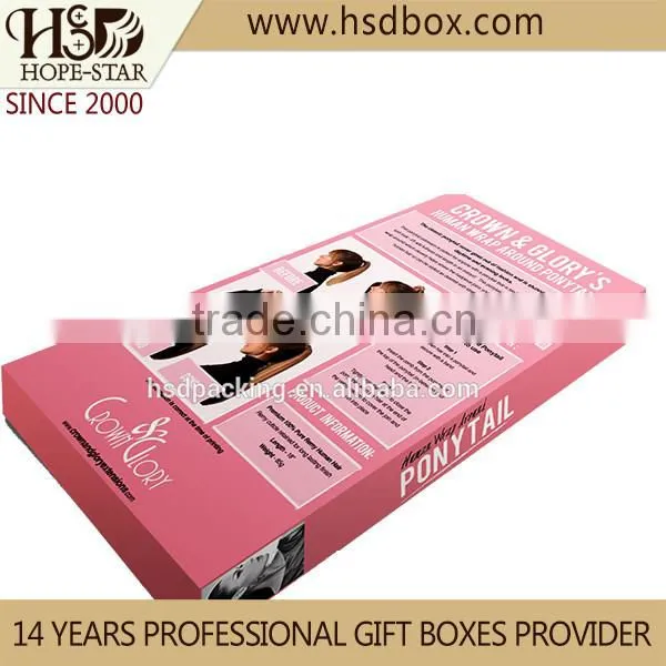 custom personalized kraft paper hair extension box wholesale hair extension packaging box with window