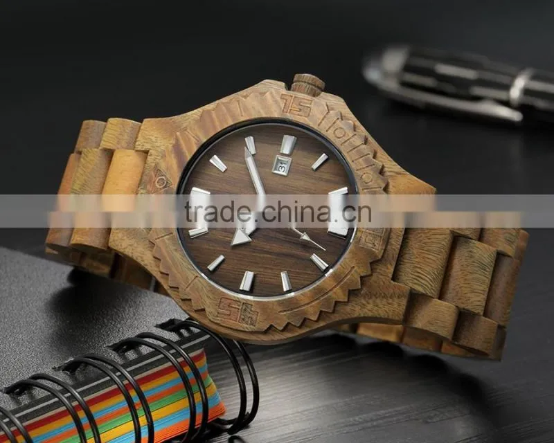 2016 Fashion quartz bamboo wood watch mens wooden watches