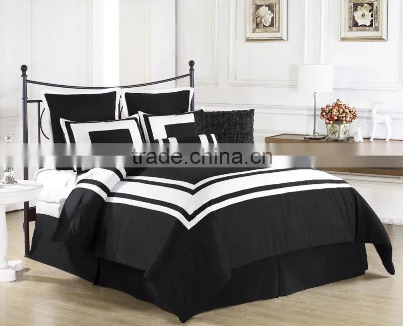 100% polyester bedding sheet with black & white stripe for sale