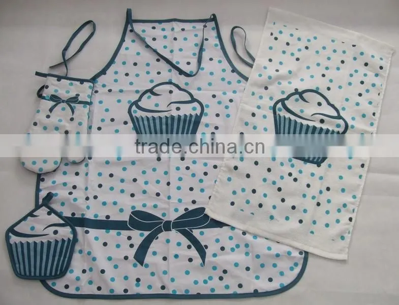 towel pot holder glove cake design apron set