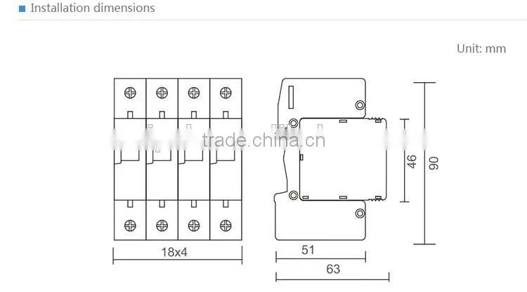 60kA Voltage 4P Lightning Surge Protector Class D protection (SP-B30)