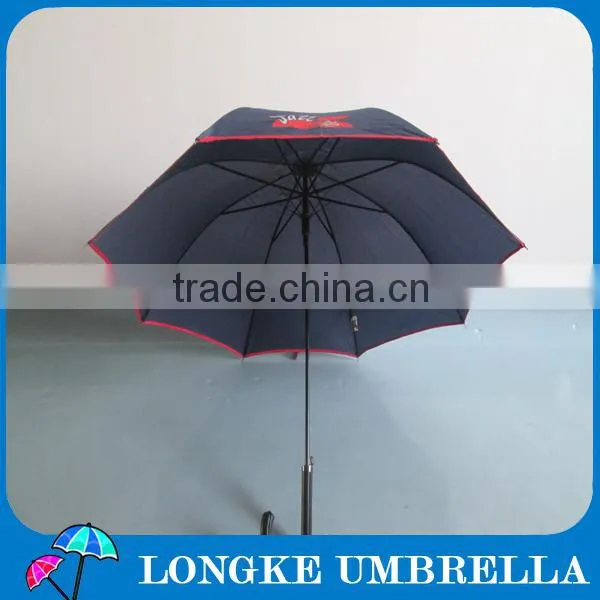 Pongee fabrci customer design navy blue color with red border 24" straight umbrella a