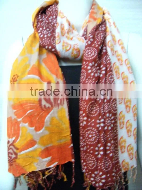 Cotton Flower Printed Scarfs/Scarves Design 2013