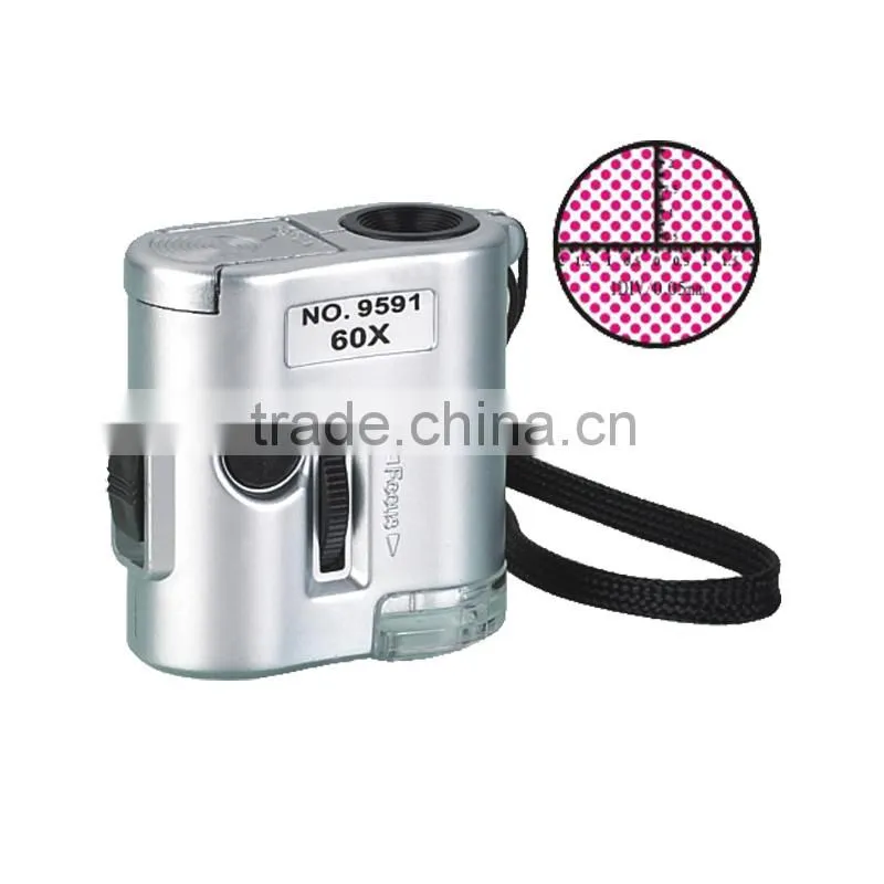 NO.9591 60X LED Illuminated Pocket Microscope with Scale