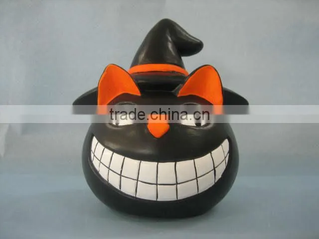 terracotta halloween pumpkin candle holder