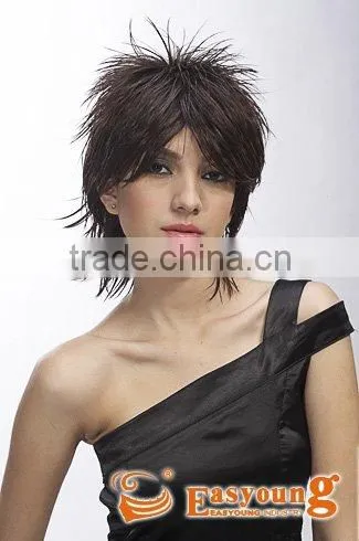 Manufacture glue short synthetic hair wigs for men or women