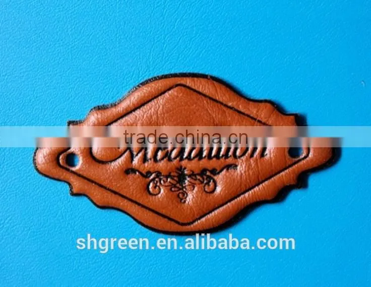 Die-cut vogue leather patch for denim