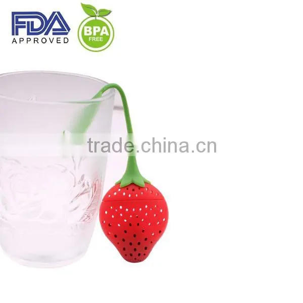 New Designed Silicone Tea Infuser/Silicone Tea Strainer/Strawberry shape silicone tea bag