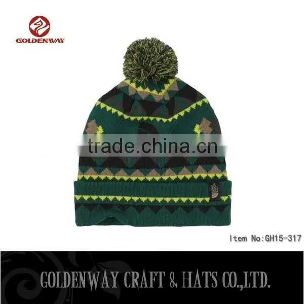 2016 Cheap Beanie Hat Custom Pom-pom Wool Knitted Beanie Hat