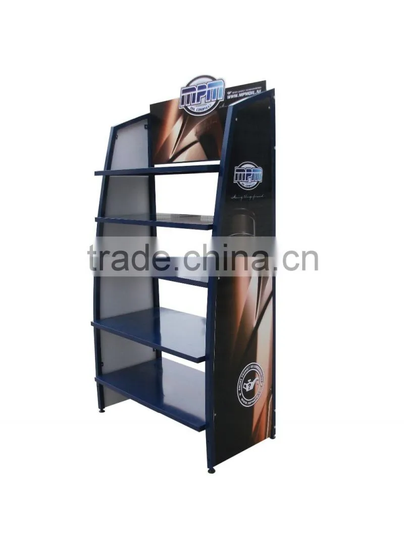 Factory flooring stand lubrication oil display rack car metal lube slushing compound display shelf