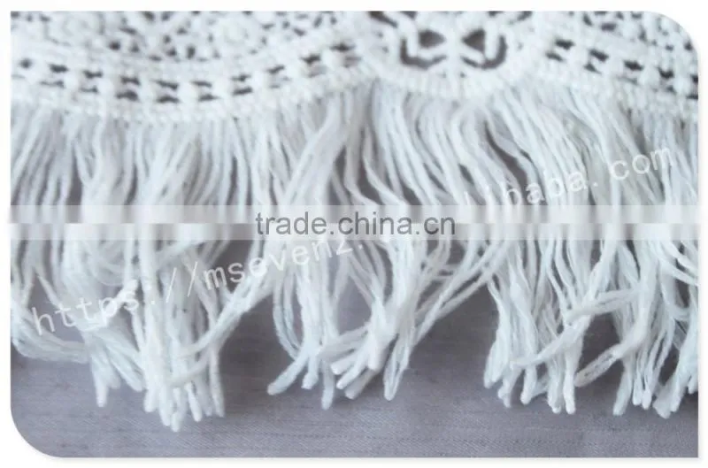 Hot selling 6.8cm width polyester water soluble trim fringe for garment