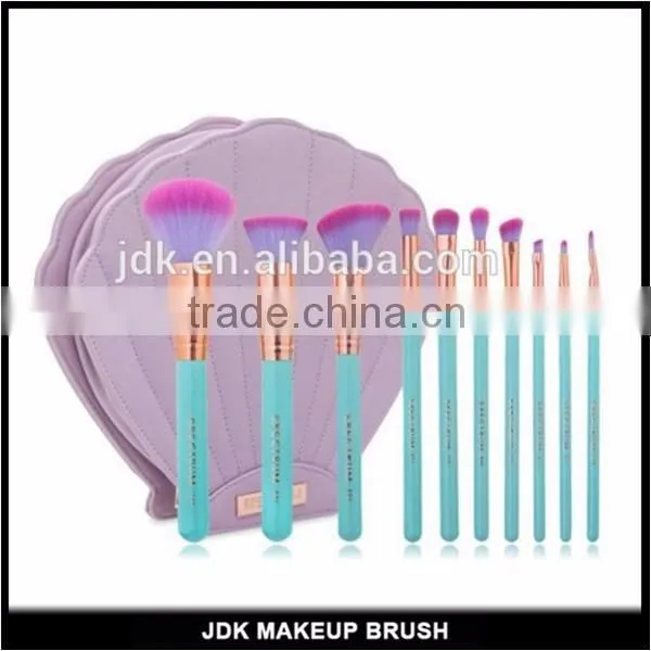 newest arrival makeup brush kit flower shell shape cosmetic bag brush set