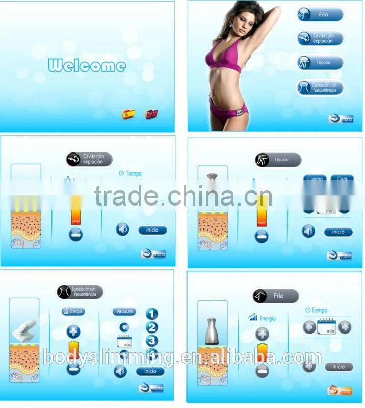 Icy Probe & Supersonic Cavitation & RF & Vacuum Roller Massage 3 In 1 Slimming & Beautifying Machine