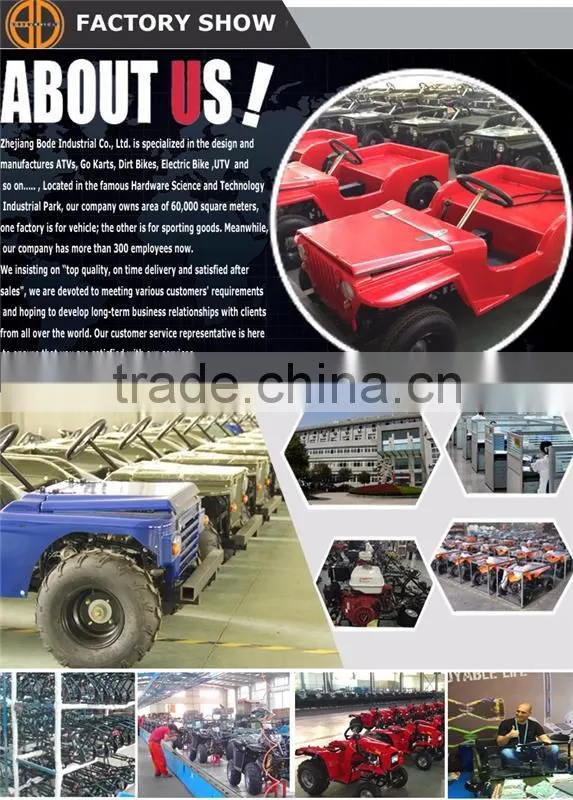 Specialized production 110cc/150cc/250cc/500w/800w/1500w Mini Jeep go kart four wheel motorcycle for sale factory price