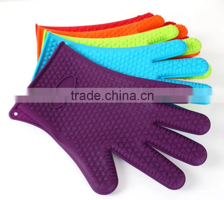Silicone BBQ Grilling Gloves, silicone oven gloves with fingers hand gloves