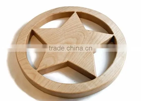 New Design Five Point Star Wooden Trivet Wooden Pot Holder Hot Food Holder Oak Wood Cup Holder Food Safe