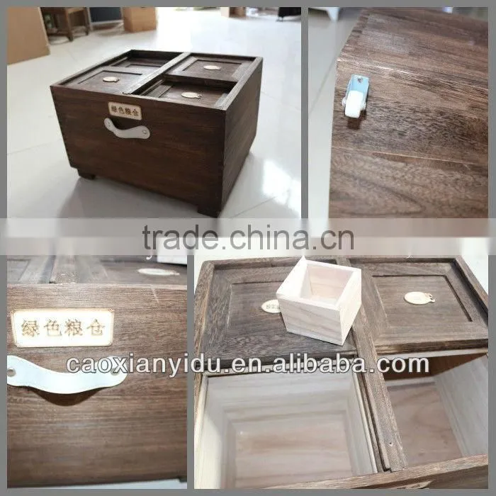 kitchen furniture rice storage bin wooden kitchen storage box
