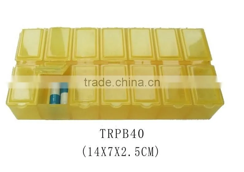 Promotional plastic 14 days eco-friendly travel medical pill box