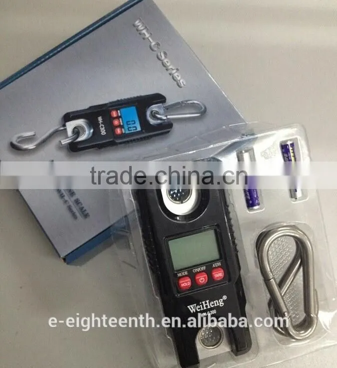 2016 new arrival Mini Portable 300kg 0.1kg Digital LCD Electronic Hanging Hook Crane Scale Black