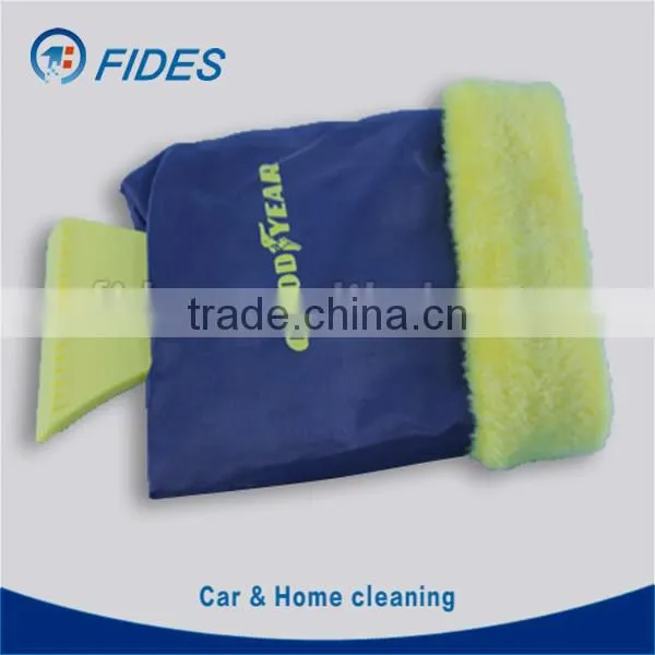 Promotional plastic car ice scrapers with glove with blue color