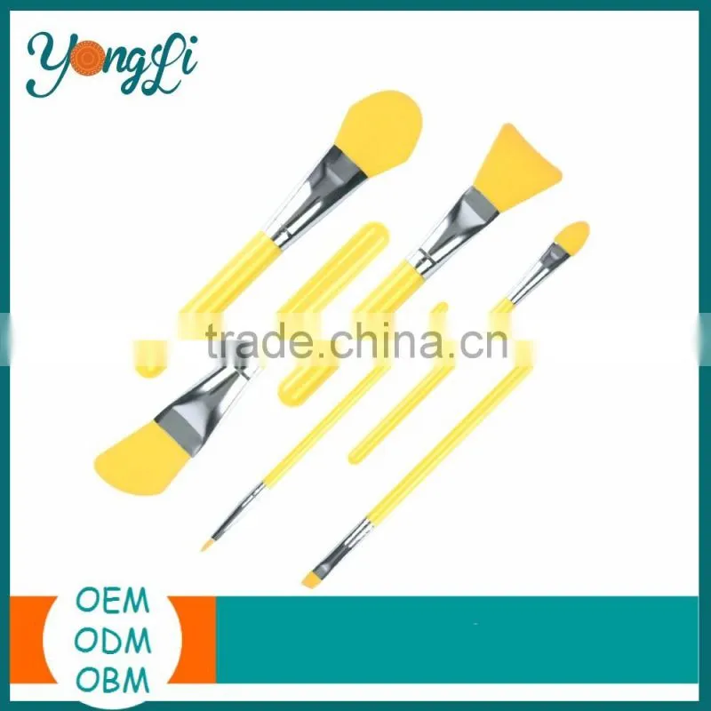 Silicone Cosmetic Brush Set of 6 Face Mask Brush set and Eye Makeup Brushes