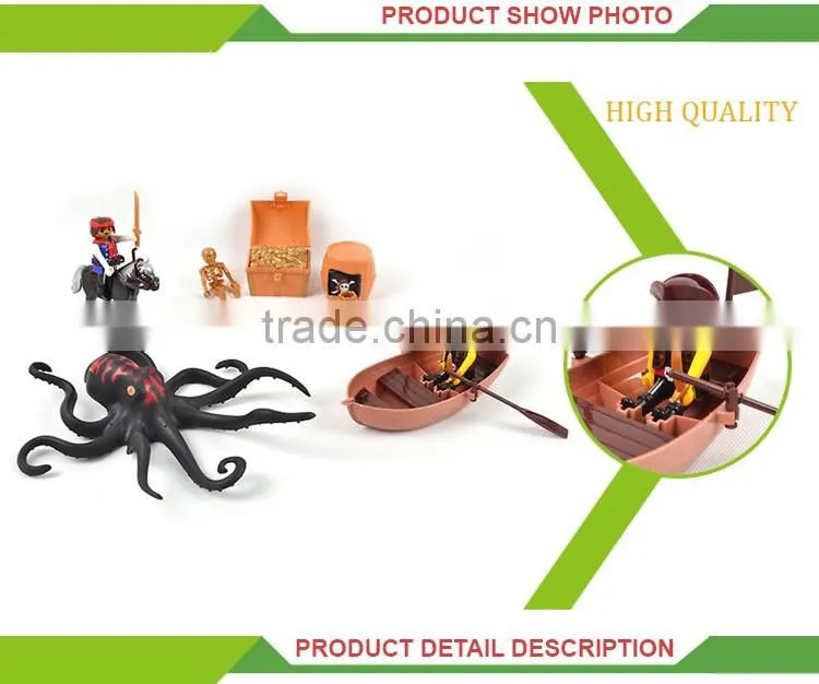 Children pretend toy plastic mini pirate ship set