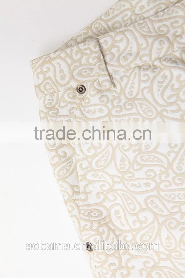 High Quality 100% Cotton Jacquard Fabric Womens New Fashion Trousers
