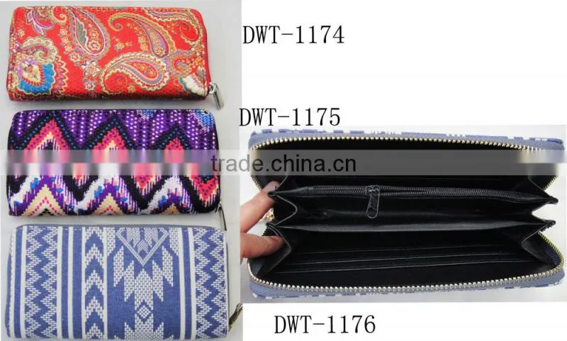 Fashion lady new vogue cotton zipper canvas wallet