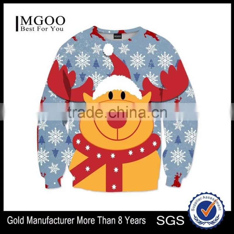 MGOO New Design Christmas Sweatshirt For Men Snow Season Clothing Sublimation Print Crew Neck Sweatshirt