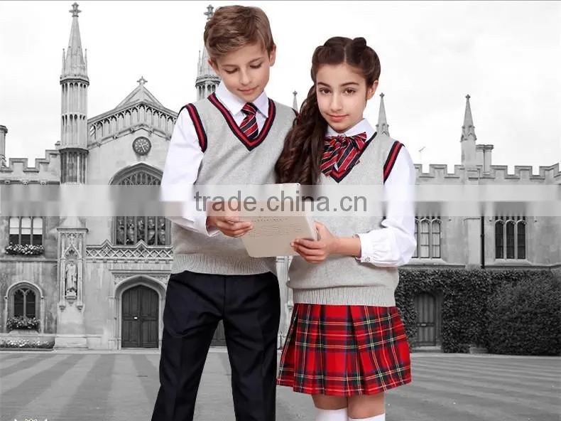 Normal design high quality grey sleeveless vest bulk school uniforms