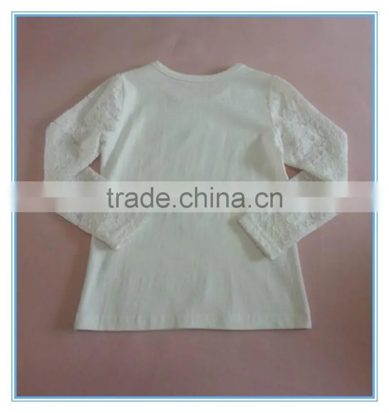 Girls printed lace sleeve t shirt, beautiful girl t shirt with printing, fancy gril long sleeve t shirt, bowknot decorated wear