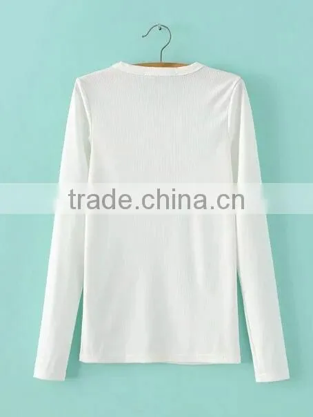 Runwaylover EY2329B Hot Sale 2017 Ladies Fashion Knitted Slim T-Shirts