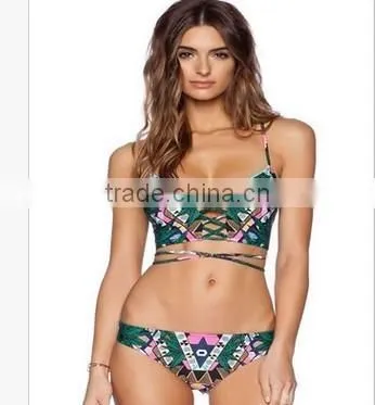 2016 fashion sexy push up straps women bikini swimwear bathing suit bikini with decorated bra