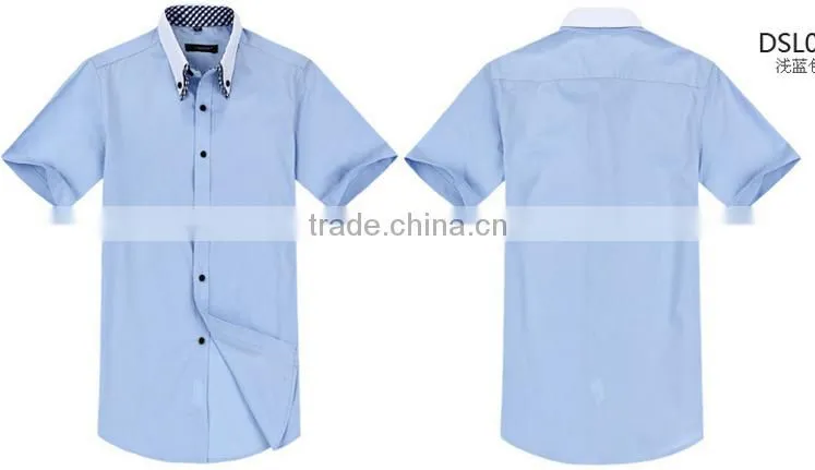Short sleeve summer men's clothing wine red fashionable casual foe men double collar contrast color dress shirt