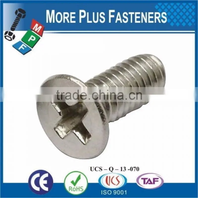 Made in Taiwan Machine Screw ISO 7046 Philips Flat Head Countersunk Stainless Steel and Carbon Steel Zinc Plated