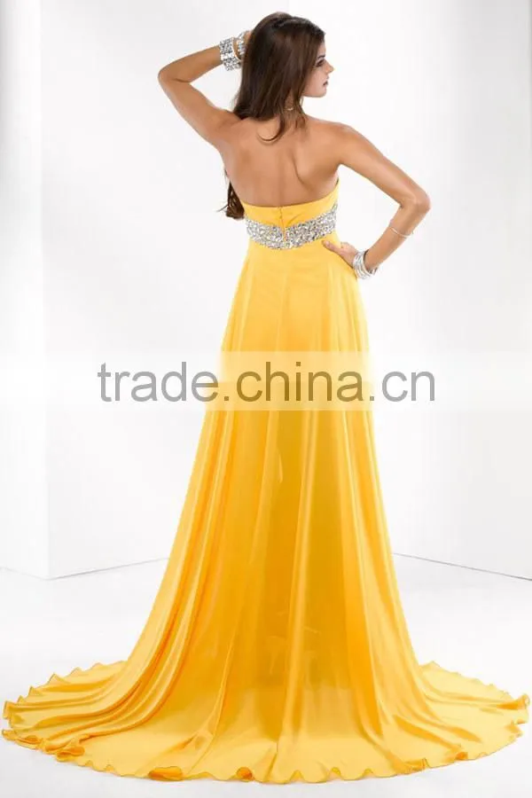 hot selling yellow prom dress quinceanera dresses with detachable skirt
